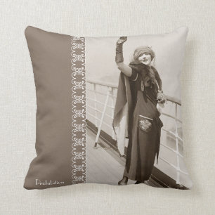 Vintage "Bon Voyage" Throw Pillow