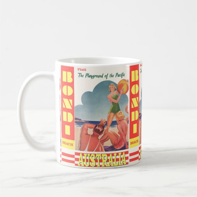 Vintage Bondi Beach: Iconic Australia Travel  Coffee Mug (Left)