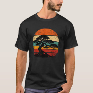Vintage Bonsai Tree Retro Sunset Japanese Garden Z T-Shirt