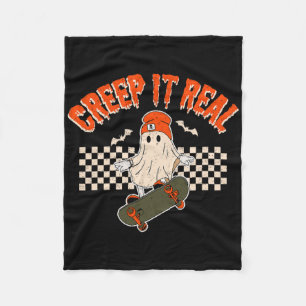 Vintage Boo Funny Halloween Ghost This Is Hallowee Fleece Blanket