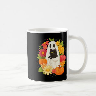 Vintage Boo Halloween Ghost Floral Black Cat Groov Coffee Mug