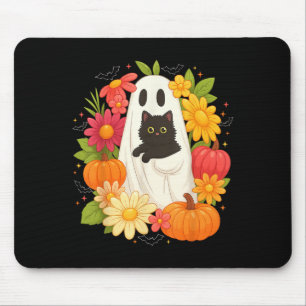 Vintage Boo Halloween Ghost Floral Black Cat Groov Mouse Mat