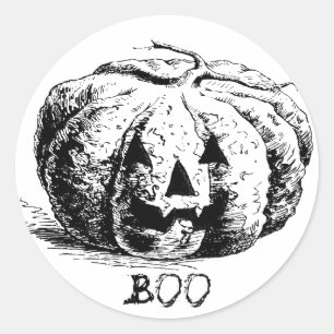 Vintage Boo Jack O' Lantern Pumpkin Classic Round Sticker