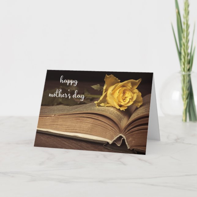 Vintage Book and Rose Mother's Day Card (Front)