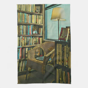 Vintage book artwork tea towel
