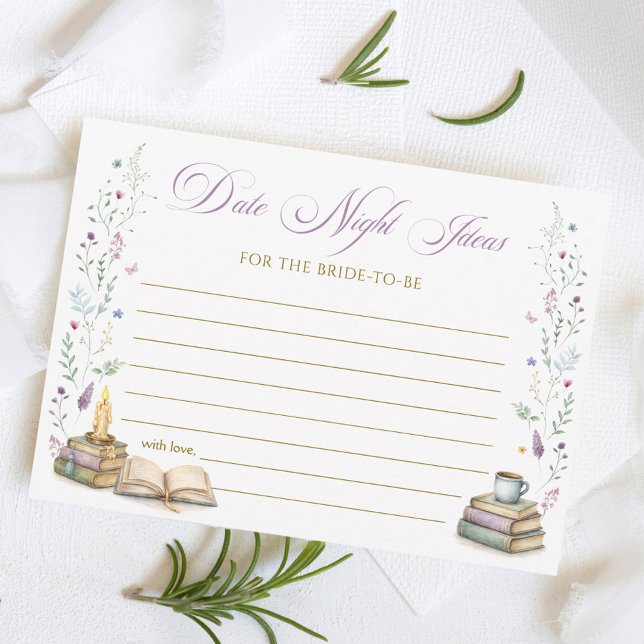 Vintage Book Bridal Shower Date Night Ideas Card (Creator Uploaded)
