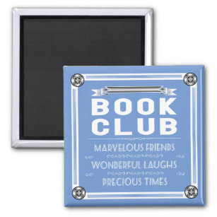 Vintage Book Club Typography Blue Magnet