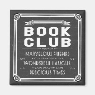 Vintage Book Club Typography Chalk Magnet