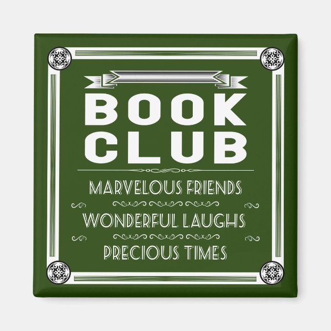 Vintage Book Club Typography Green Magnet (Front)