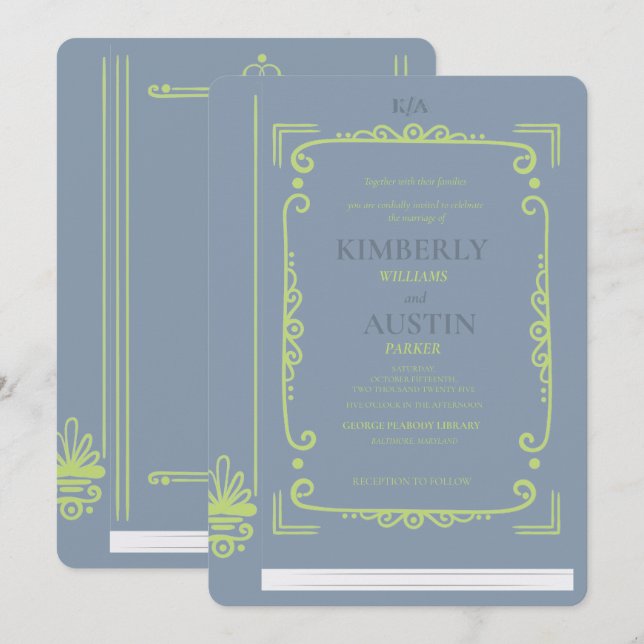 Vintage Book Cover | Book Theme Wedding Invitation (Front/Back)