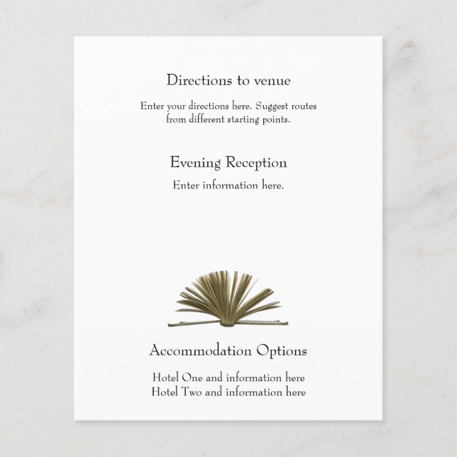 Vintage Book Directions and Accommodations (Front)