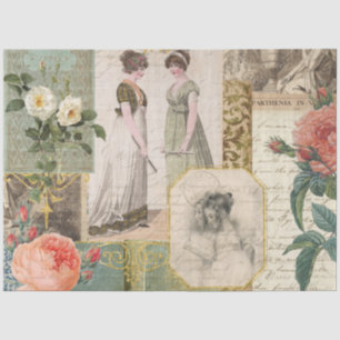 Vintage Book Ephemera Decoupage Rose Floral Emma Tissue Paper