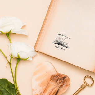 Vintage Book Hand-written Custom Name Bookshelf Rubber Stamp