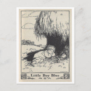 Vintage Book Illustration Little Boy Blue Postcard