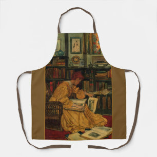 Vintage Book Lover Art Print   Art Nouveau Woman  Apron