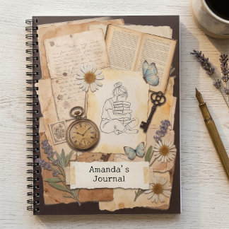 Vintage Book Lover Journal - Botanical Bookish Art