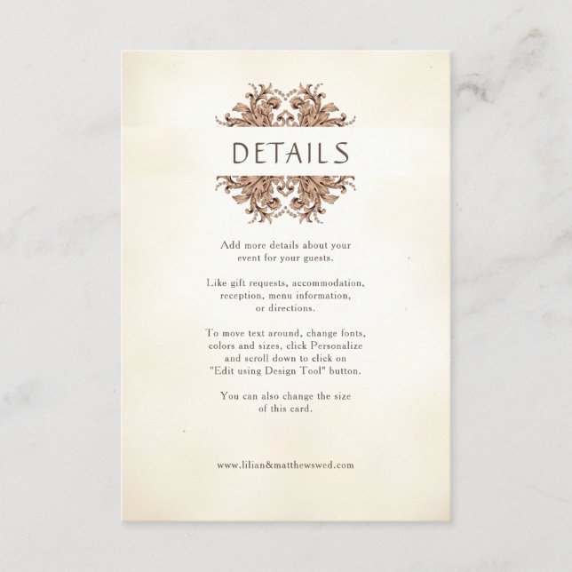 Vintage Book Motif Wedding Enclosure Card (Front)