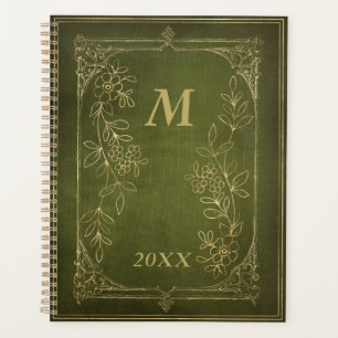 Vintage Book Ornate Monogram Gilded Gold Planner
