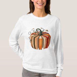 Vintage Book Pumpkin Autumn Dark Academia Fall Art T-Shirt