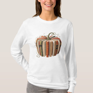 Vintage Book Pumpkin Autumn Dark Academia Fall Art T-Shirt