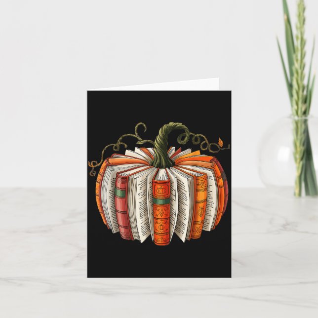 Vintage Book Pumpkin Autumn Fall Librarians Bookwo Card (Front)
