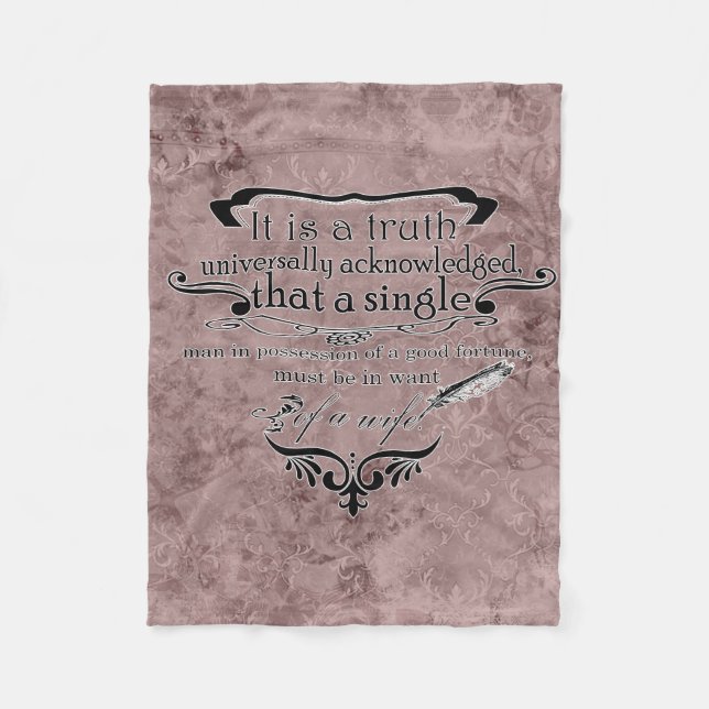 Vintage Book Quote Fleece Blanket (Front)