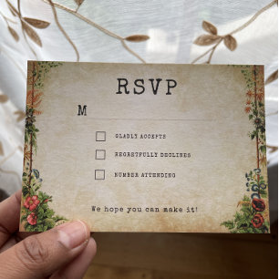 Vintage Book Secret Garden RSVP Card
