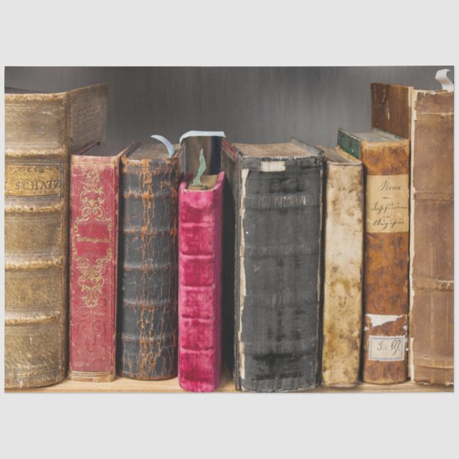 Vintage Book Shelf 20x30 Decoupage Tissue Paper (Front)