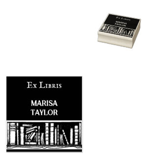 Vintage book shelf ex libris rubber stamp