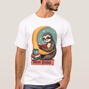 Vintage Book Sloth Reading Lover Cute Retro Design T-Shirt