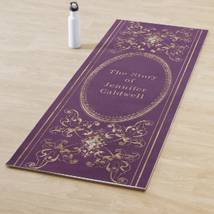 Vintage Book Spine Monogram Purple Yoga Mat