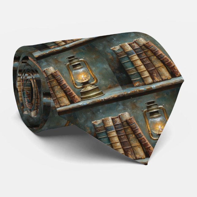 Vintage Book Stack Painting Antique Library Wall Tie (Rolled)