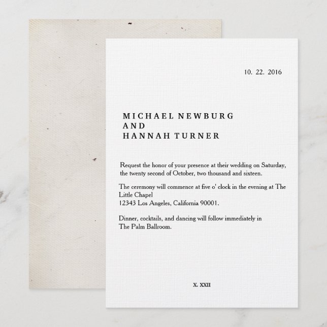 Vintage book wedding invitation (Front/Back)