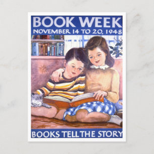 Vintage Book Week Library Poster Postcard