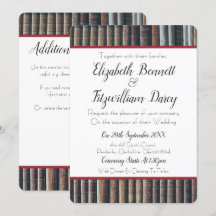 Vintage Bookcase Wedding Invitation