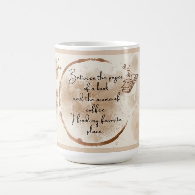Vintage Booklover Coffee Quote Bookmark Mug (Center)