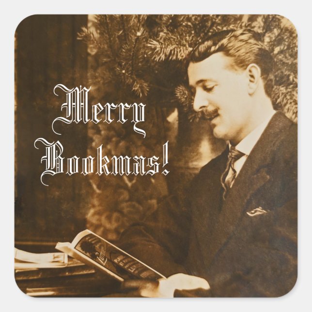 Vintage Bookmas Christmas Square Sticker (Front)