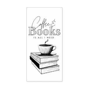 Vintage Books and Coffee is All I Need Rubber Stamp