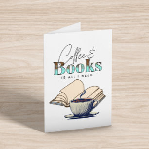 Vintage Books and Coffee   Thinking About You Card