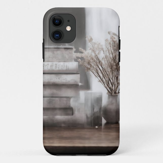 Vintage Books and Flowers Aesthetic Mobile Case (Back)