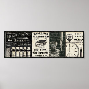 Vintage Books and Office Supplies Poster