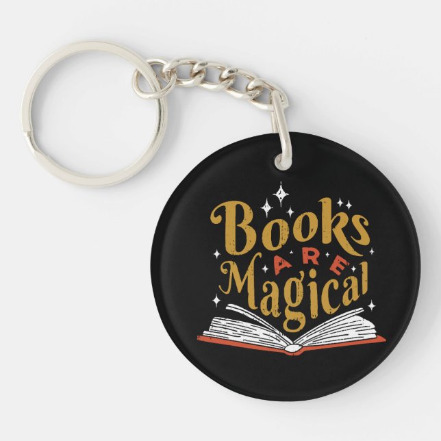 Vintage Books Are Magical Key Ring (Front)