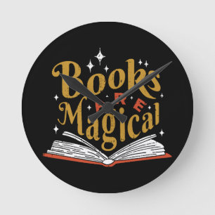 Vintage Books Are Magical Round Clock