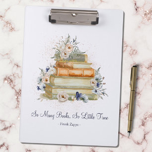 Vintage Books Beige Blue Flowers Custom Quote Clipboard