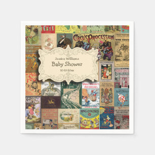 Vintage Books Bring A Book Baby Shower Napkin
