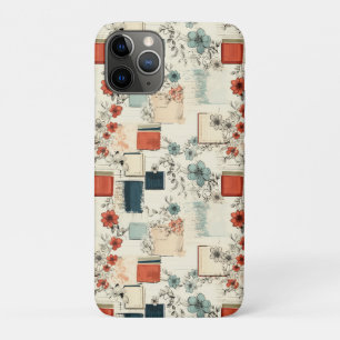 Vintage Books Coral Teal Floral Scrapbook iPhone 11 Pro Case