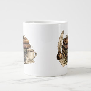 Vintage Books & Cosy Reading Nook Large Coffee Mug