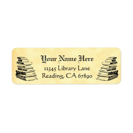 Vintage Books Custom Return Address Faux Parchment Return Address Label