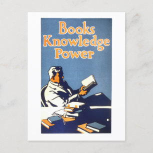 Vintage "Books Knowledge Power" Poster Postcard