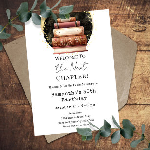 Vintage Books Next Chapter 30th Adult Birthday Invitation